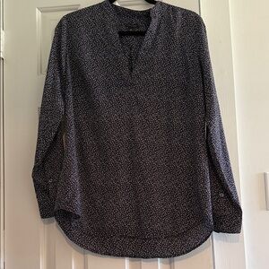 Ann Taylor Navy and White Patterned Tunic